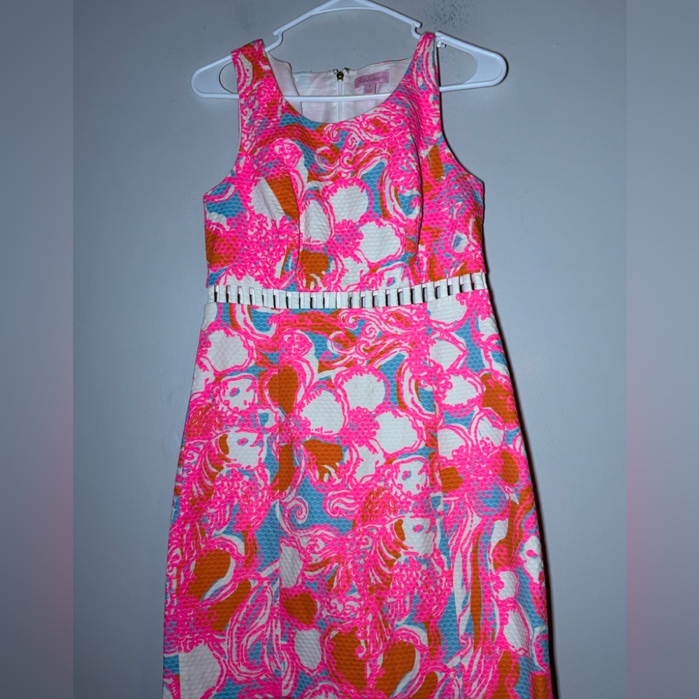 Lilly Pulitzer Pink Orange Blue Floral Cutout Mini Dress - Picture 3 of 5